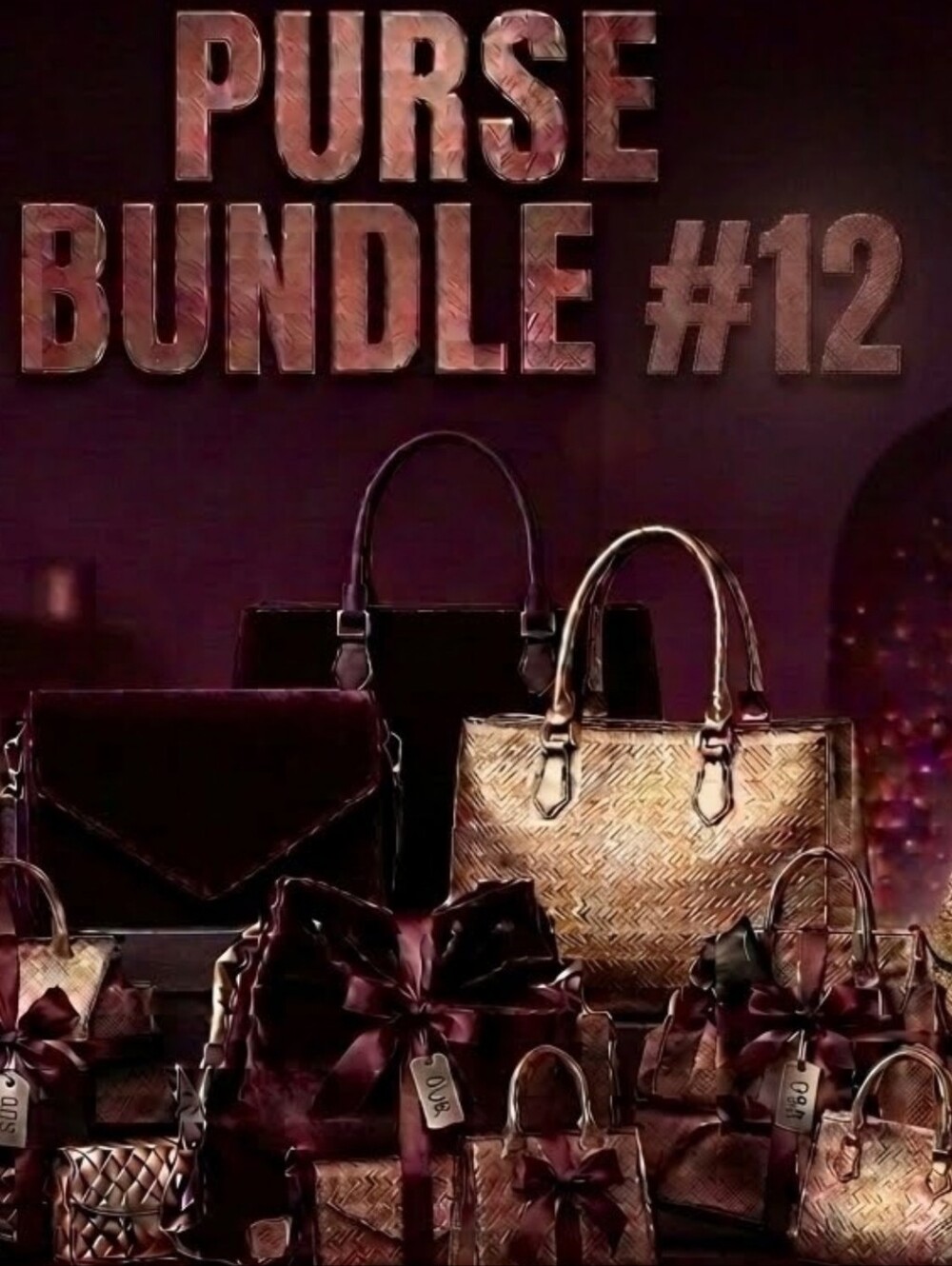 Women’s Purse Bundle #12 - Metallic Gold & Deep Burgundy Tote Set